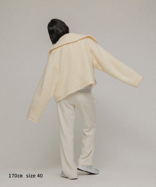 ADAM ET ROPE'（アダムエロペ）の「［OUTER］BOA RIDERS JACKET UNISEX（ライダースジャケット・レディース・オフホワイト/ブラウン・38/40）」の7枚目の写真