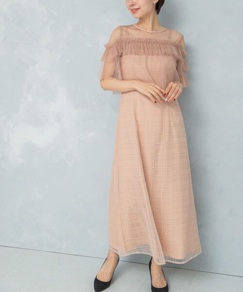 URBAN RESEARCH ROSSO（アーバンリサーチロッソ）の「kaene　フリルチュールドッキングドレス（ワンピース・レディース・Salmonpink/black・36）」の19枚目の写真