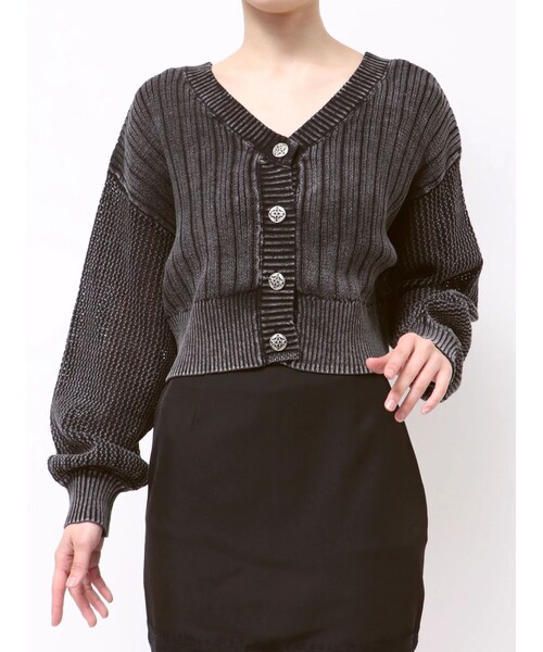 EVRIS（エヴリス）の「2WAYピグメントニットカーディガン（カーディガン/ボレロ・レディース・ホワイト/アイボリー/ブラック/ブルー/パープル・F）」の13枚目の写真