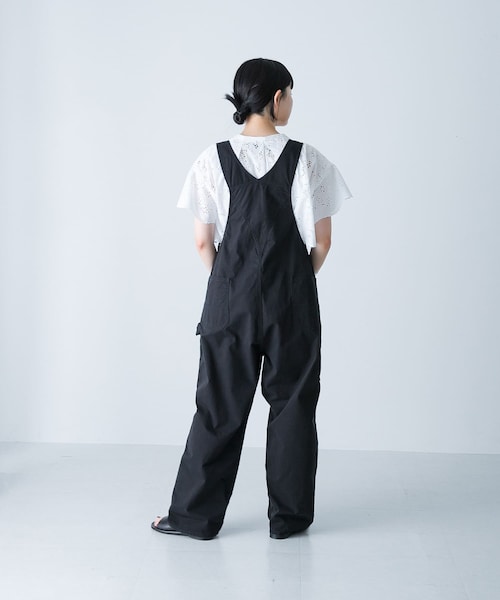 かぐれ　黒 サロペット レディース かぐれ サロペット オーバーオール バッククロスサロペット