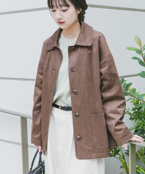 ITEMS URBANRESEARCH（アイテムズ アーバンリサーチ）の「フェイクスエードオーバージャケット（テーラードジャケット・レディース・BEG/BRN・Free）」の3枚目の写真
