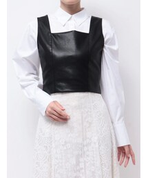 フェイクレザーコルッセットビスチェ