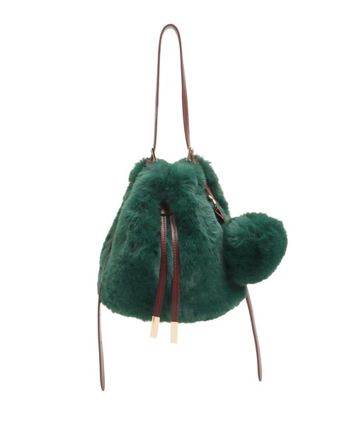 ELENDEEK(エレンディーク)の「FUR BON BON CHARM BAG(ショルダーバッグ・レディース・グレー/イエロー/グリーン・F)」の5枚目の写真