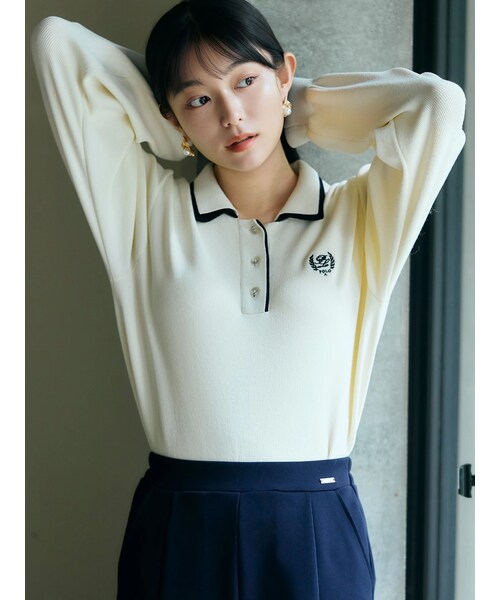 TONAL（トーナル）の「【POLO BCS】２枚衿ポロニット（ニット/セーター・レディース・オフホワイト/グレー/ネイビー・M）」の5枚目の写真
