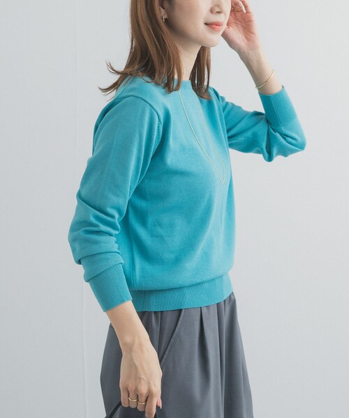 URBAN RESEARCH DOORS（アーバンリサーチドアーズ）の「オーガニックコットンクルーネックプルオーバー（ニット/セーター・レディース・OFF/YELLOW/BLUE・Free）」の15枚目の写真