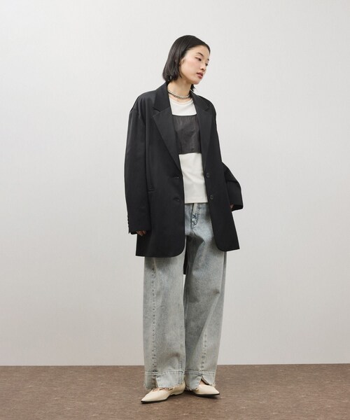 ADAM ET ROPE'（アダムエロペ）の「リボンタンクコンビロンT（Tシャツ/カットソー・レディース・ホワイト系/ダークブラウン系・F）」の9枚目の写真