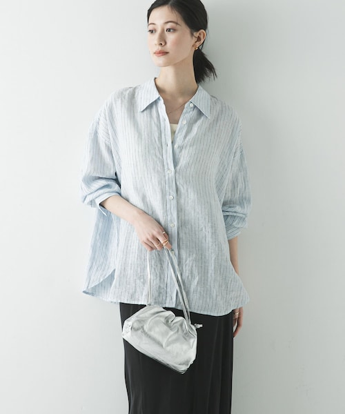 URBAN RESEARCH（アーバンリサーチ）の「リネン2WAYシャツ（シャツ/ブラウス・レディース・PINKSTRIPE/BROWN/BEIGE/BLUESTRIPE/WHITE/BEG STRIPE・Free）」の5枚目の写真