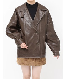 MURUA | スタンドネックフェイクレザージャケット(ブルゾン)