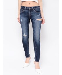 GYDA | ジャストウエストSIDE RIPPEDスキニーデニムパンツ(デニムパンツ)