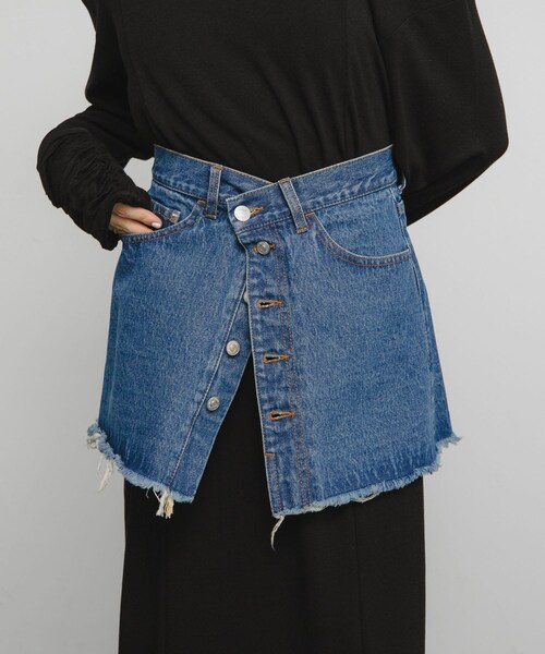 KBF（ケイビーエフ）の「デニムミニスカート（デニムスカート・レディース・L.BLUE/BLUE・one）」の4枚目の写真