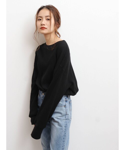 Ungrid（アングリッド）の「オーガニックコットンワッフルロングスリーブTee（Tシャツ/カットソー・レディース・オフホワイト/アイボリー/ブラック・F）」の17枚目の写真