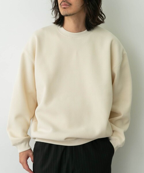 URBAN RESEARCH Sonny Label（アーバンリサーチサニーレーベル）の「裏起毛ワッフルリラックスフィットプルオーバー（Tシャツ/カットソー・メンズ・オフ/チャコール/カーキ・M/L/XL）」の20枚目の写真