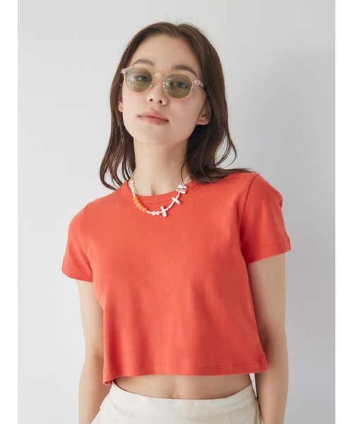 Ungrid（アングリッド）の「フィットショートTee（Tシャツ/カットソー・レディース・オフホワイト/ブラック/レッド・F）」の8枚目の写真