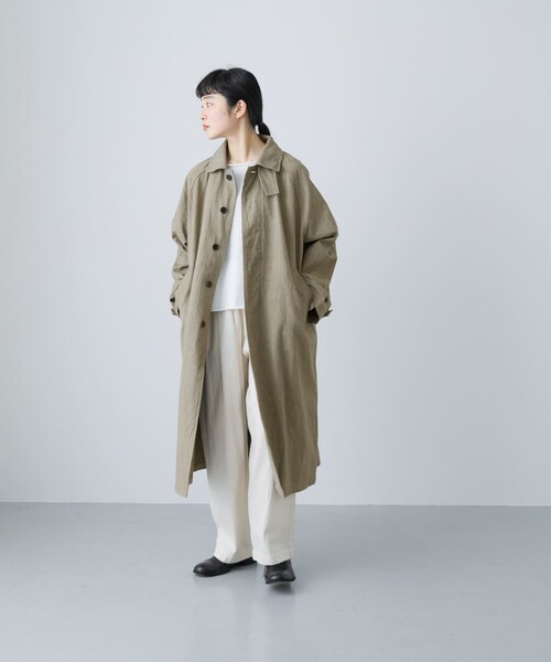 かぐれ(カグレ)の「コットンリネンステンカラーコート(ステンカラーコート・レディース・PURPLE/BEIGE・FREE)」の6枚目の写真
