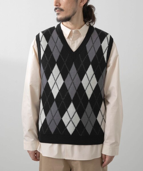 ITEMS URBANRESEARCH（アイテムズ アーバンリサーチ）の「ウール混アーガイルVネックニットベスト（ベスト・メンズ・BLU/BLK・M/L）」の12枚目の写真