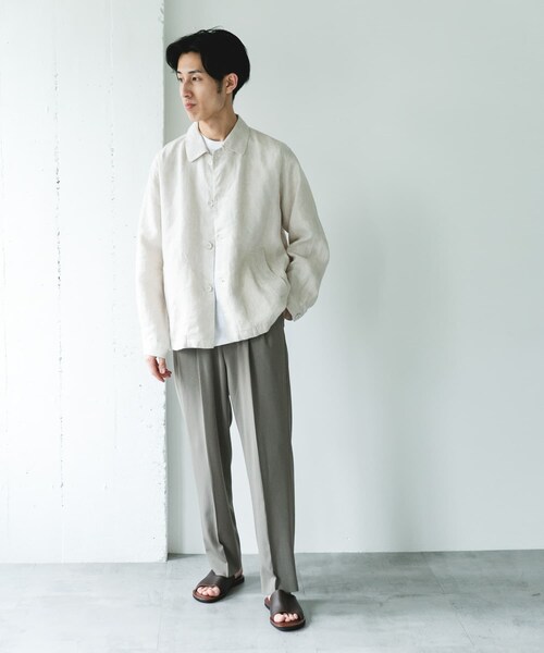 URBAN RESEARCH DOORS(アーバンリサーチドアーズ)の「シルケットリネン シャツジャケット(テーラードジャケット・メンズ・ECRU/BROWN/INK BLACK・M/L)」の14枚目の写真