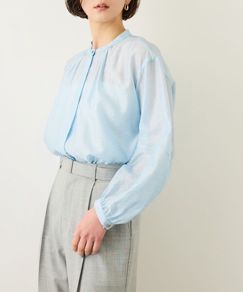 ROPE'(ロペ)の「キュプラシルクボリュームスリーブブラウス/イージーケア(シャツ/ブラウス・レディース・サックス/ピンク系・F)」の9枚目の写真