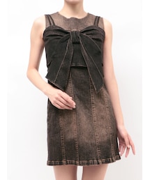 CALNAMUR | ユーズドライクデニムリボンビスチェ(キャミソール)