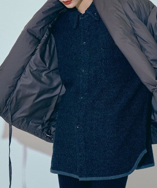 THE GOODLAND MARKET（ザグッドランドマーケット）の「FFM　TWEEDLIKE SHIRTS（カーディガン/ボレロ・レディース・Black/Beige・1/2）」の3枚目の写真