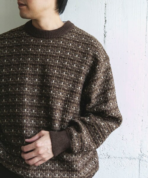 URBAN RESEARCH DOORS（アーバンリサーチドアーズ）の「ツイードライク ボーダーニット（ニット/セーター・メンズ・GRAY/BLACK/BROWN・M/L）」の17枚目の写真