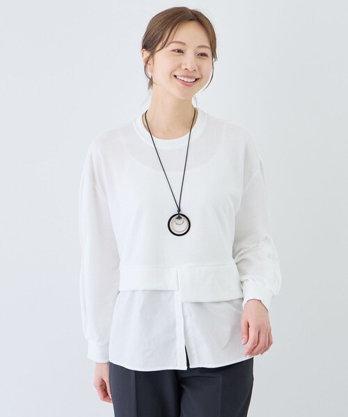 Jayro(ジャイロ)の「ブラウスレイヤード風プルオーバー(Tシャツ/カットソー・レディース・ブラック系/グレー/ホワイト系/ベージュ/ネイビー・M)」の19枚目の写真