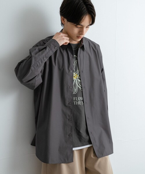 SENSE OF PLACE by URBAN RESEARCH（センスオブプレイスバイアーバンリサーチ）の「『ユニセックス』ブロードレギュラーカラールーズシャツ（シャツ/ブラウス・メンズ・CHARCOAL/MINT/L.BLU×NVY/NVY×SAX・M/L）」の10枚目の写真