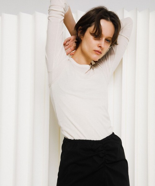 LAATO（ラート）の「layered piping tee（Tシャツ/カットソー・レディース・チョコレート/クリーム/ネズミ・Free）」の10枚目の写真