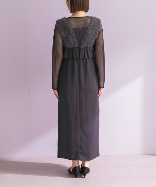 URBAN RESEARCH ROSSO（アーバンリサーチロッソ）の「ANDRESD　TULLE FRILL PEPLUM DRESS（ワンピース・レディース・CHARCOAL・S/M）」の3枚目の写真