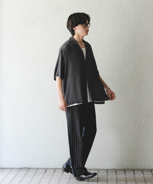 SENSE OF PLACE by URBAN RESEARCH(センスオブプレイスバイアーバンリサーチ)の「ドライタッチストライプイージーパンツ(その他パンツ・メンズ・BLK×WHT/L.GRY×BLK/BEG×WHT・M/L)」の11枚目の写真