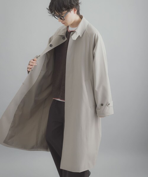 SENSE OF PLACE by URBAN RESEARCH(センスオブプレイスバイアーバンリサーチ)の「バルマカーンルーズコート(ステンカラーコート・メンズ・BEIGE/NAVY/BEG CHECK・M/L)」の9枚目の写真