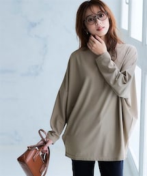 nissen | アウトラストソフトタッチカットジョーゼットオーバーサイズチュニック（温度調整・吸汗速乾・UVカット）＜大きいサイズ有＞(Tシャツ/カットソー)