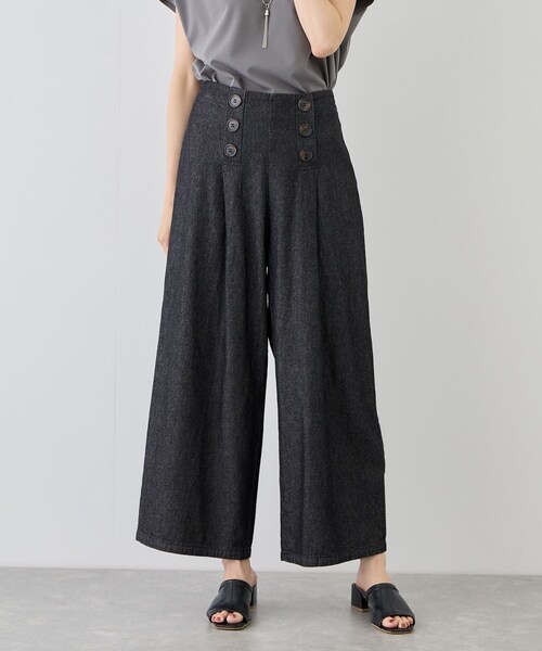Jayro（ジャイロ）の「デニムワイドパンツ（デニムパンツ・レディース・ブラック/ブルー・F）」の4枚目の写真