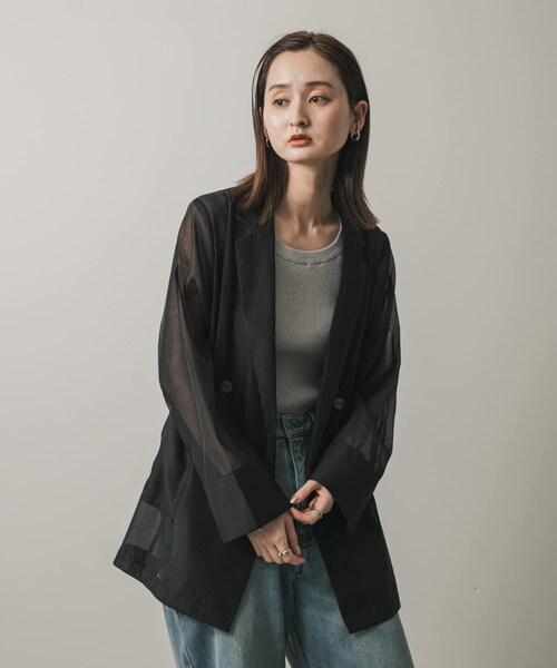 SENSE OF PLACE by URBAN RESEARCH(センスオブプレイスバイアーバンリサーチ)の「シアーテーラードジャケット(テーラードジャケット・レディース・IVORY/BLACK/CHECK/BROWN・one)」の15枚目の写真