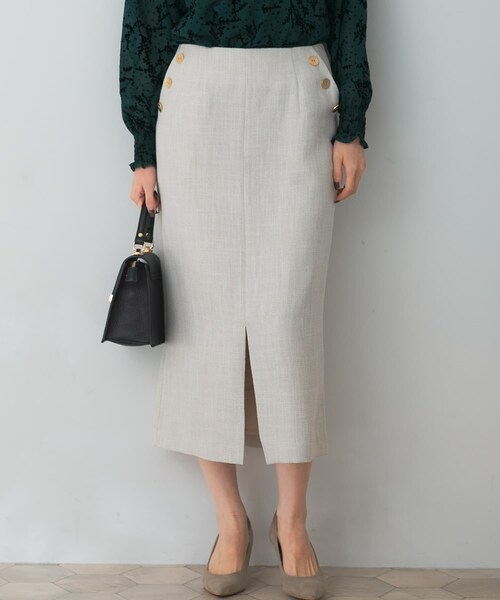 URBAN RESEARCH ROSSO（アーバンリサーチロッソ）の「ボタンデザインタイトスリットスカート（スカート・レディース・CHECK/L.GREIGE/INDIGO・36/38）」の5枚目の写真