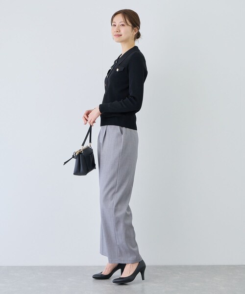 Jayro（ジャイロ）の「フラップポケット付きリブポロニット（ニット/セーター・レディース・ブラック/ホワイト系・M）」の12枚目の写真