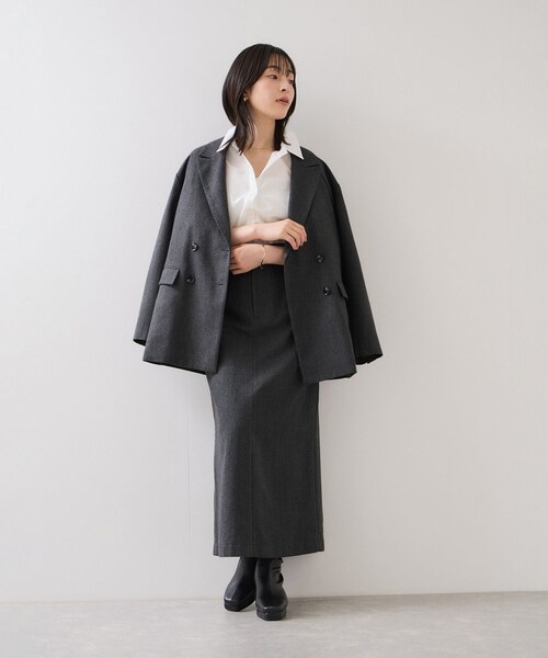 VIS（ビス）の「へリンボーンIラインロングスカート/セットアップ対応（スカート・レディース・チャコール/ダークブラウン・M/S）」の16枚目の写真