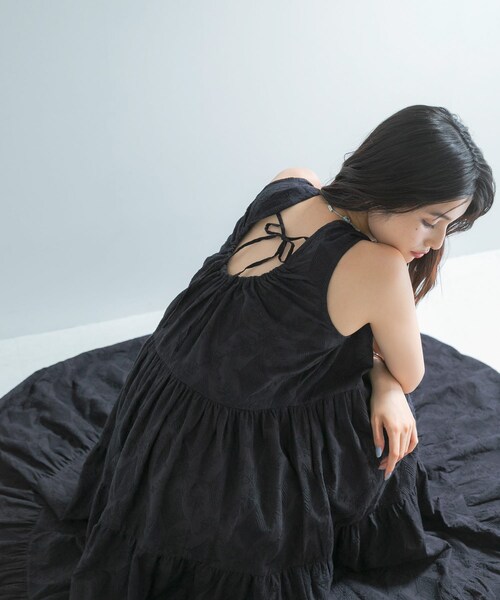 URBAN RESEARCH ROSSO（アーバンリサーチロッソ）の「インドコットン バックシャンワンピース（ワンピース・レディース・BLACK/BLUE・Free）」の10枚目の写真