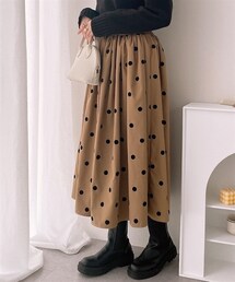 nissen | フロッキープリントドット柄ロングスカート(スカート)