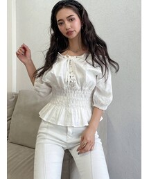 GYDA | ウエストギャザー2WAYレースアップブラウス(シャツ/ブラウス)