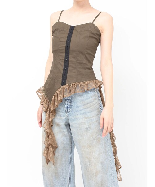 EVRIS（エヴリス）の「レースフリルキャミソール（キャミソール・レディース・ホワイト/ブラック/ブラウン・F）」の3枚目の写真