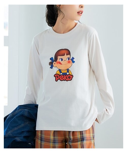 nissen（ニッセン）の「大きいサイズ　ペコ・ポコ長袖Ｔシャツ（Tシャツ/カットソー・レディース・ライトベージュ/ネイビー・L/LL/3L/4L/5L）」の3枚目の写真