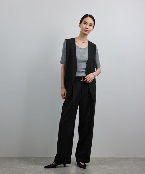 ROPE'（ロペ）の「【洗える】ウール混ツイル ジレベスト/セットアップ対応【WEB・一部店舗限定】（ベスト・レディース・ブラック/ベージュ・F）」の22枚目の写真