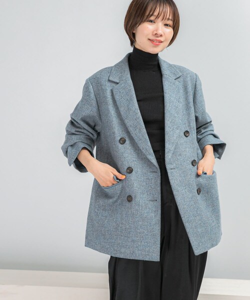 URBAN RESEARCH ROSSO（アーバンリサーチロッソ）の「ウールツィードオーバージャケット（テーラードジャケット・レディース・RETRO BLUE/BROWN・Free）」の14枚目の写真
