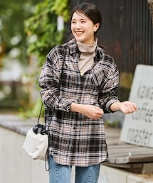 nissen | 大きいサイズ 吸湿発熱あたたかゆるシルエットネルシャツ(シャツ/ブラウス)