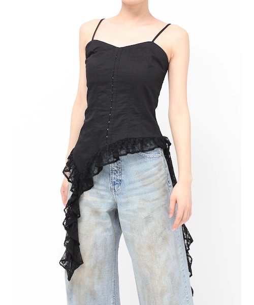 EVRIS（エヴリス）の「レースフリルキャミソール（キャミソール・レディース・ホワイト/ブラック/ブラウン・F）」の2枚目の写真