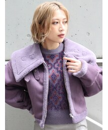 MURUA | オーバーカラーショートフェイクムートン(ブルゾン)