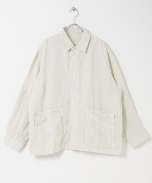 かぐれ（カグレ）の「MITTAN　和紙大麻ジャケット(ベンガラ染)（シャツ/ブラウス・レディース・ベンガラ白/松煙・2）」の2枚目の写真