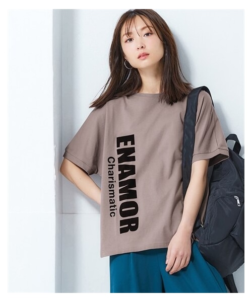 nissen（ニッセン）の「【選べる柄】吸汗速乾オーバーサイズプリントドルマンスリーブＴシャツ（Tシャツ/カットソー・レディース・杢グレー:バックデカロゴ/黒:バックデカロゴ/チャコール:センターロゴ/オフホワイト:センターロゴ/モカ:タテロゴ/カーキ:スターロゴ/オフホワイト:バックロゴ/杢グレー:バックロゴ・S~M/L~LL）」の15枚目の写真