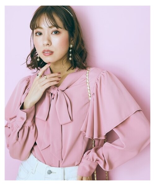 nissen（ニッセン）の「大きいサイズ　フリルボータイブラウス marun（シャツ/ブラウス・レディース・オフホワイト/ピンク/サックスブルー・L/LL/3L/4L/5L/6L/8L/10L）」の18枚目の写真