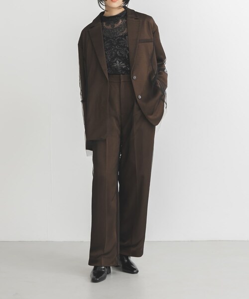 KBF（ケイビーエフ）の「サテンチュールジャケット（テーラードジャケット・レディース・BEIGE/BROWN・One）」の12枚目の写真